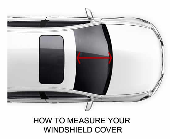 Learn how to properly measure your car, truck, boat or airplane windshield.  Measure the center of your vehicle's windshield from top to bottom all the way over and below the windshield wiper.  If this measurement is 40-inches and below, it is considered a size Small.  If it is 40-45 inches, it is considered size Medium.  If it is 46-inches and above, it is considered a Large.